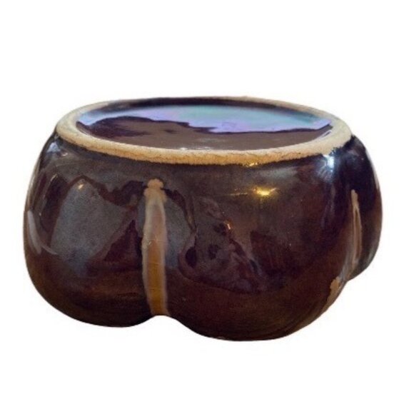 Vintage Brown Ceramic Ashtray With Drip Glaze Design - Picture 13 of 13